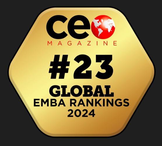 Executive MBA ranking badge showing number 23