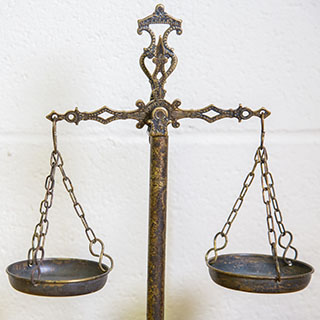 Bronze scales of justice.