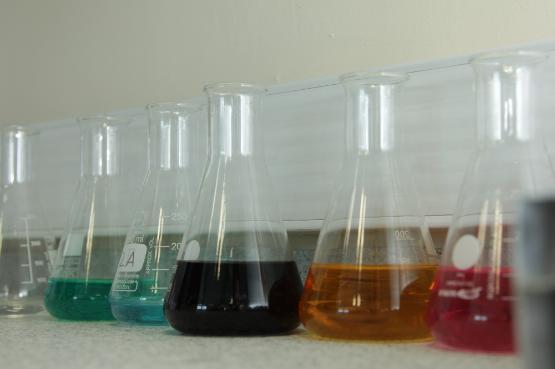 Jars of chemicals in a laboratory